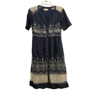 Anthropologie Moulette Soeurs Blue Midi Dress with White Embroidery Size 0
